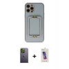 MARSİLYAN™- iPhone 12 Pro Max Kılıf Kozmos Minimal Prime - Siyah Joko 5D Cam + Neon Fosforlu Kamera Lens - YL