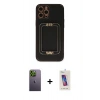 MARSİLYAN™- iPhone 12 Pro Max Kılıf Kozmos Minimal Prime - Siyah Joko 5D Cam + Neon Fosforlu Kamera Lens - YL