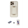 MARSİLYAN™- iPhone 12 Pro Max Kılıf Kozmos Minimal Prime - Siyah Joko 5D Cam + Renkli Kamera Lens Koruma Cam - PE