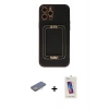 MARSİLYAN™- iPhone 12 Pro Max Kılıf Kozmos Minimal Prime - Siyah Joko 5D Cam + Renkli Kamera Lens Koruma Cam - SI