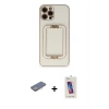MARSİLYAN™- iPhone 12 Pro Max Kılıf Kozmos Minimal Prime - Siyah Joko 5D Cam + Renkli Kamera Lens Koruma Cam - SI