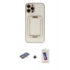 MARSİLYAN™- iPhone 12 Pro Max Kılıf Kozmos Minimal Prime - Siyah Joko 5D Cam + Renkli Kamera Lens Koruma Cam - TU