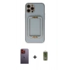 MARSİLYAN™- iPhone 12 Pro Max Kılıf Kozmos Minimal Prime - Siyah Joko Magic 5D Hayalet Cam + Turuncu Neon Fosforlu Kamera Lens