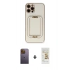MARSİLYAN™- iPhone 12 Pro Max Kılıf Kozmos Minimal Prime - Siyah Mat Seramik Nano Ekran Koruyucu + Neon Fosforlu Kamera Lens - SI