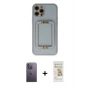 MARSİLYAN™- iPhone 12 Pro Max Kılıf Kozmos Minimal Prime - Siyah Mat Seramik Nano Ekran Koruyucu + Neon Fosforlu Kamera Lens - BZ