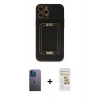 MARSİLYAN™- iPhone 12 Pro Max Kılıf Kozmos Minimal Prime - Siyah Mat Seramik Nano Ekran Koruyucu + Neon Fosforlu Kamera Lens - MI