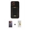 MARSİLYAN™- iPhone 12 Pro Max Kılıf Kozmos Minimal Prime - Siyah Mat Seramik Nano Ekran Koruyucu + Neon Fosforlu Kamera Lens - SI