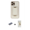 MARSİLYAN™- iPhone 12 Pro Max Kılıf Kozmos Minimal Prime - Siyah Mat Seramik Nano Ekran Koruyucu + Sarı Renkli Kamera Lens Koruma Cam