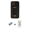 MARSİLYAN™- iPhone 12 Pro Max Kılıf Kozmos Minimal Prime - Siyah Mat Seramik Nano Ekran Koruyucu + Shine Kamera Lens Koruma Cam - PE