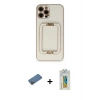 MARSİLYAN™- iPhone 12 Pro Max Kılıf Kozmos Minimal Prime - Siyah Polymer Nano Ekran Koruyucu + Gold Shine Kamera Lens Koruma Cam