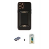 MARSİLYAN™- iPhone 12 Pro Max Kılıf Kozmos Minimal Prime - Siyah Polymer Nano Ekran Koruyucu + Renkli Kamera Lens Koruma Cam - TU