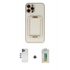 MARSİLYAN™- iPhone 12 Pro Max Kılıf Kozmos Minimal Prime - Siyah Polymer Nano Ekran Koruyucu + Shine Kamera Lens - LT