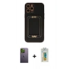 MARSİLYAN™- iPhone 12 Pro Max Kılıf Kozmos Minimal Prime - Siyah Polymer Nano Ekran Koruyucu + Neon Fosforlu Kamera Lens - YL