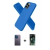 MARSİLYAN™- iPhone 12 Pro Max Kılıf Kozmos Yansıma Özel Seri - Şeffaf 360 Full Body Arka Koruyucu + Mavi Neon Fosforlu Kamera Lens