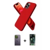 MARSİLYAN™- iPhone 12 Pro Max Kılıf Kozmos Yansıma Özel Seri - Şeffaf 360 Full Body Arka Koruyucu + Yeşil Neon Fosforlu Kamera Lens