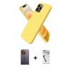 MARSİLYAN™- iPhone 12 Pro Max Kılıf Kozmos Yansıma Özel Seri - Şeffaf Uv Polymer Nano Ekran Koruyucu + Sarı Neon Fosforlu Kamera Lens