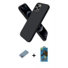 MARSİLYAN™- iPhone 12 Pro Max Kılıf Kozmos Yansıma Özel Seri - Siyah 18D Cam Ekran Koruyucu + Shine Kamera Lens Koruma Cam - GI