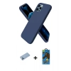MARSİLYAN™- iPhone 12 Pro Max Kılıf Kozmos Yansıma Özel Seri - Siyah 18D Cam Ekran Koruyucu + Mavi Shine Kamera Lens Koruma Cam