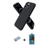 MARSİLYAN™- iPhone 12 Pro Max Kılıf Kozmos Yansıma Özel Seri - Siyah 18D Cam Ekran Koruyucu + Mavi Shine Kamera Lens Koruma Cam