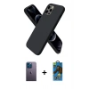 MARSİLYAN™- iPhone 12 Pro Max Kılıf Kozmos Yansıma Özel Seri - Siyah 18D Cam Ekran Koruyucu + Neon Fosforlu Kamera Lens - MI