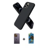 MARSİLYAN™- iPhone 12 Pro Max Kılıf Kozmos Yansıma Özel Seri - Siyah 18D Cam Ekran Koruyucu + Neon Fosforlu Kamera Lens - SI