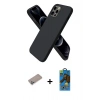 MARSİLYAN™- iPhone 12 Pro Max Kılıf Kozmos Yansıma Özel Seri - Siyah 18D Cam Ekran Koruyucu + Shine Kamera Lens Koruma Cam - SABE