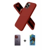 MARSİLYAN™- iPhone 12 Pro Max Kılıf Kozmos Yansıma Özel Seri - Siyah 18D Cam Ekran Koruyucu + Turuncu Neon Fosforlu Kamera Lens