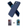 MARSİLYAN™- iPhone 12 Pro Max Kılıf Kozmos Yansıma Özel Seri - Siyah 18D Cam Ekran Koruyucu + Turuncu Neon Fosforlu Kamera Lens