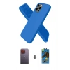 MARSİLYAN™- iPhone 12 Pro Max Kılıf Kozmos Yansıma Özel Seri - Siyah 18D Cam Ekran Koruyucu + Turuncu Neon Fosforlu Kamera Lens