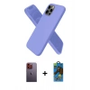 MARSİLYAN™- iPhone 12 Pro Max Kılıf Kozmos Yansıma Özel Seri - Siyah 18D Cam Ekran Koruyucu + Turuncu Neon Fosforlu Kamera Lens
