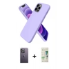 MARSİLYAN™- iPhone 12 Pro Max Kılıf Kozmos Yansıma Özel Seri - Siyah 20D Premium Cam Ekran Koruyucu + Beyaz Neon Fosforlu Kamera Lens