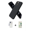 MARSİLYAN™- iPhone 12 Pro Max Kılıf Kozmos Yansıma Özel Seri - Siyah 20D Premium Cam Ekran Koruyucu + Shine Kamera Lens - LT