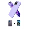 MARSİLYAN™- iPhone 12 Pro Max Kılıf Kozmos Yansıma Özel Seri - Siyah 34D Izgaralı Cam + Mavi Neon Fosforlu Kamera Lens