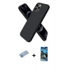 MARSİLYAN™- iPhone 12 Pro Max Kılıf Kozmos Yansıma Özel Seri - Siyah 34D Izgaralı Cam + Mavi Shine Kamera Lens Koruma Cam