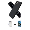 MARSİLYAN™- iPhone 12 Pro Max Kılıf Kozmos Yansıma Özel Seri - Siyah 34D Izgaralı Cam + Shine Kamera Lens - LT