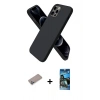 MARSİLYAN™- iPhone 12 Pro Max Kılıf Kozmos Yansıma Özel Seri - Siyah 34D Izgaralı Cam + Shine Kamera Lens Koruma Cam - SABE