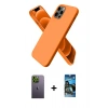 MARSİLYAN™- iPhone 12 Pro Max Kılıf Kozmos Yansıma Özel Seri - Siyah 34D Izgaralı Cam + Neon Fosforlu Kamera Lens - YL