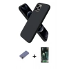 MARSİLYAN™- iPhone 12 Pro Max Kılıf Kozmos Yansıma Özel Seri - Siyah 360 Mat Full Body Arka Koruyucu + Metal Kamera Lens Koruma Cam - GD