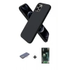 MARSİLYAN™- iPhone 12 Pro Max Kılıf Kozmos Yansıma Özel Seri - Siyah 360 Mat Full Body Arka Koruyucu + Mavi Renkli Kamera Lens Koruma Cam