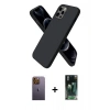 MARSİLYAN™- iPhone 12 Pro Max Kılıf Kozmos Yansıma Özel Seri - Siyah 360 Mat Full Body Arka Koruyucu + Neon Fosforlu Kamera Lens - SI