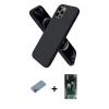 MARSİLYAN™- iPhone 12 Pro Max Kılıf Kozmos Yansıma Özel Seri - Siyah 360 Mat Full Body Arka Koruyucu + Shine Kamera Lens Koruma Cam - PE
