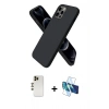 MARSİLYAN™- iPhone 12 Pro Max Kılıf Kozmos Yansıma Özel Seri - Siyah 3D Antistatik Cam Ekran Koruyucu + Shine Kamera Lens - GD