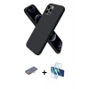 MARSİLYAN™- iPhone 12 Pro Max Kılıf Kozmos Yansıma Özel Seri - Siyah 3D Antistatik Cam Ekran Koruyucu + Renkli Kamera Lens Koruma Cam - TU