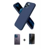 MARSİLYAN™- iPhone 12 Pro Max Kılıf Kozmos Yansıma Özel Seri - Siyah 3D Antistatik Hayalet Cam Ekran Koruyucu + Mavi Neon Fosforlu Kamera Lens