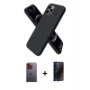 MARSİLYAN™- iPhone 12 Pro Max Kılıf Kozmos Yansıma Özel Seri - Siyah 3D Antistatik Hayalet Cam Ekran Koruyucu + Neon Fosforlu Kamera Lens - TU