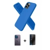 MARSİLYAN™- iPhone 12 Pro Max Kılıf Kozmos Yansıma Özel Seri - Siyah 3D Antistatik Hayalet Cam Ekran Koruyucu + Mavi Neon Fosforlu Kamera Lens