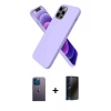 MARSİLYAN™- iPhone 12 Pro Max Kılıf Kozmos Yansıma Özel Seri - Siyah 3D Antistatik Hayalet Cam Ekran Koruyucu + Mavi Neon Fosforlu Kamera Lens