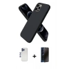 MARSİLYAN™- iPhone 12 Pro Max Kılıf Kozmos Yansıma Özel Seri - Siyah 3D Antistatik Hayalet Cam Ekran Koruyucu + Shine Kamera Lens - LT