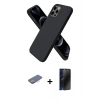 MARSİLYAN™- iPhone 12 Pro Max Kılıf Kozmos Yansıma Özel Seri - Siyah 3D Antistatik Hayalet Cam Ekran Koruyucu + Renkli Kamera Lens Koruma Cam - PE