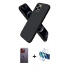 MARSİLYAN™- iPhone 12 Pro Max Kılıf Kozmos Yansıma Özel Seri - Siyah 3D Antistatik Seramik Nano Ekran Koruyucu + Neon Fosforlu Kamera Lens - TU